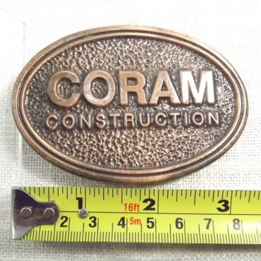 Vintage CORAM Construction Advertising Belt Buckle - Picture 3 of 6